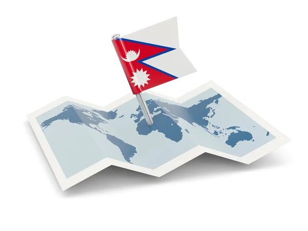 Map with flag of nepal — Stock Photo, Image