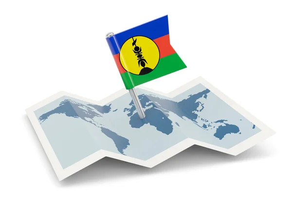 Map with flag of new caledonia — Stock Photo, Image