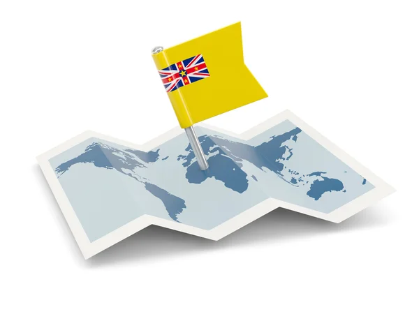 Map with flag of niue — Stock Photo, Image