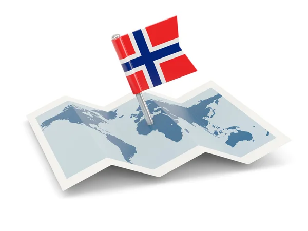 Karte mit Flagge von Norwegen — Stockfoto