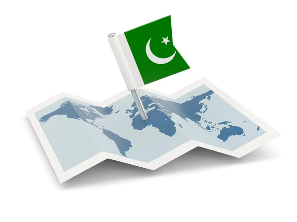 Karta med flagga pakistan — Stockfoto