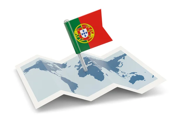 Mapa com bandeira de portugal — Fotografia de Stock