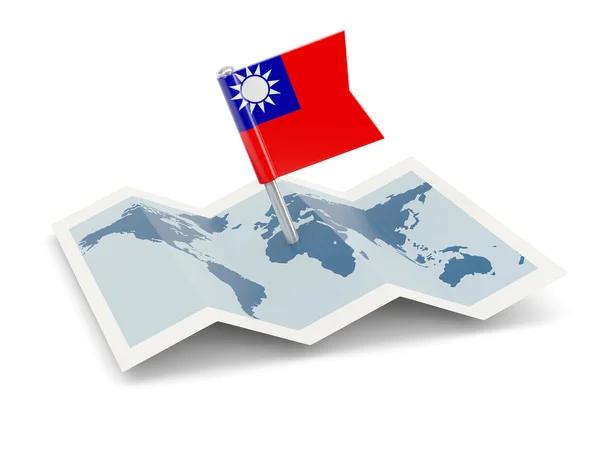 Mapa com bandeira da república da China — Fotografia de Stock