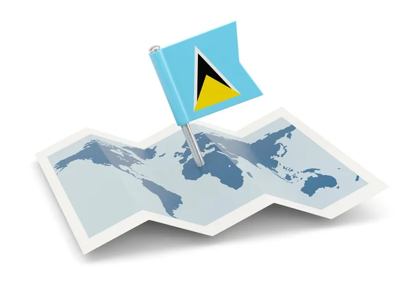 Mapa con la bandera de Saint Lucia — Foto de Stock