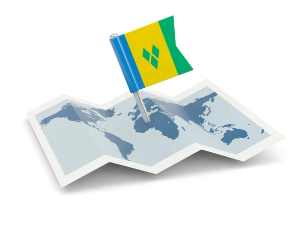 Kaart met de vlag van saint vincent en de grenadines — Stockfoto