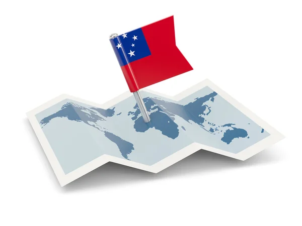 Mapa com bandeira de samoa — Fotografia de Stock