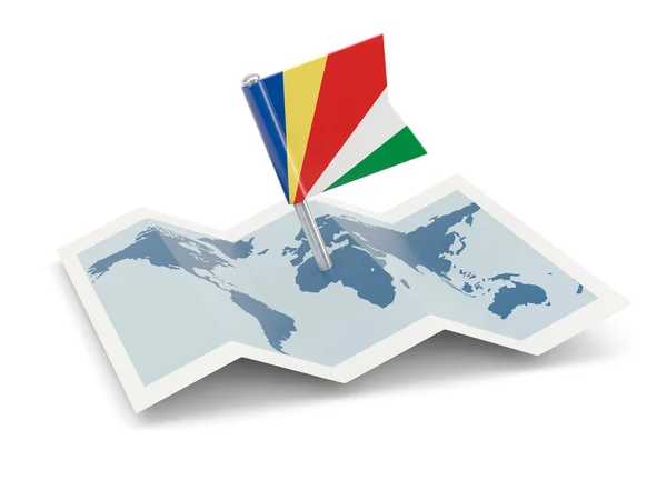 Mapa com bandeira de seychelles — Fotografia de Stock