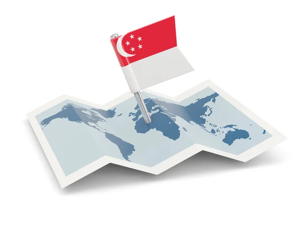 Karta med flagga singapore — Stockfoto