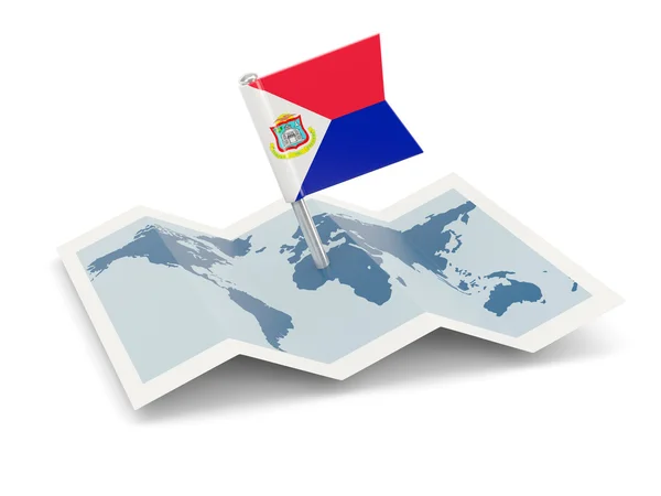 Map with flag of sint maarten — Stock Photo, Image