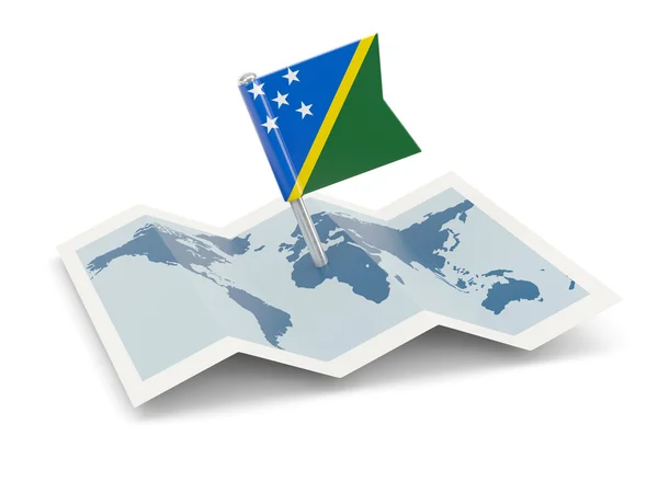 Map with flag of solomon islands — Stock Photo, Image