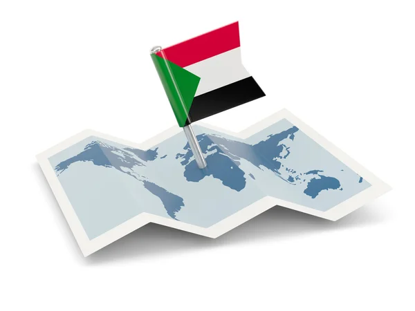 Térkép a Szudán zászlaja — Stock Fotó