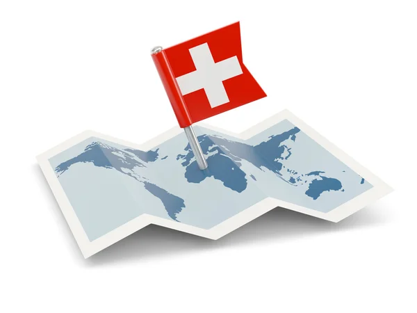 スイス連邦共和国の国旗と地図します。 — ストック写真