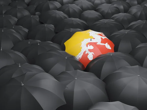 Guarda-chuva com bandeira do Butão — Fotografia de Stock