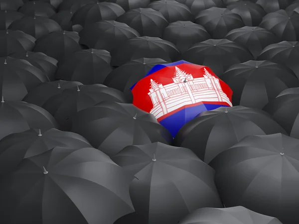 Paraplu met vlag van Cambodja — Stockfoto