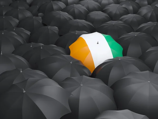 Umbrella with flag of cote d Ivoire — Stock Photo, Image