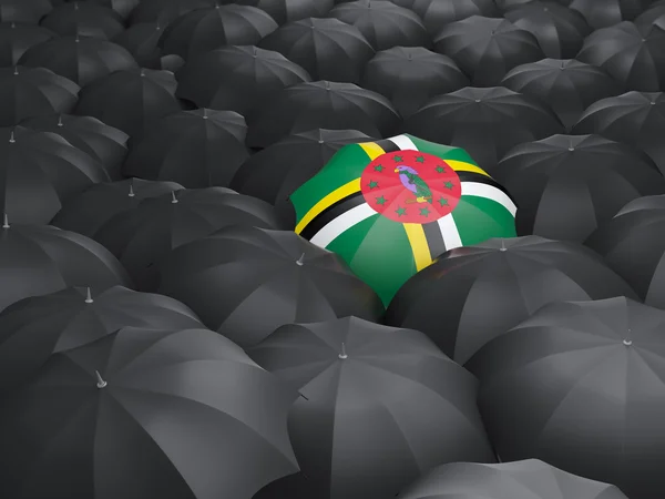 Guarda-chuva com bandeira de dominica — Fotografia de Stock