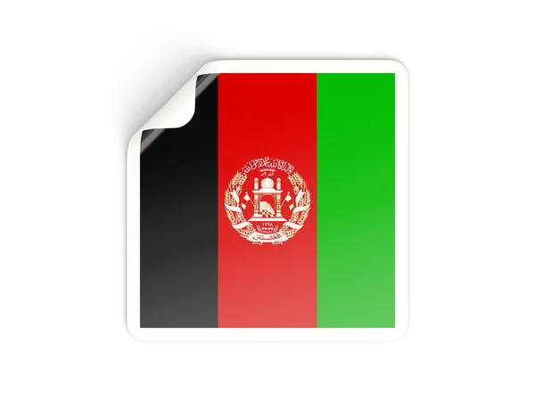 Etiqueta quadrada com bandeira do Afeganistão — Fotografia de Stock