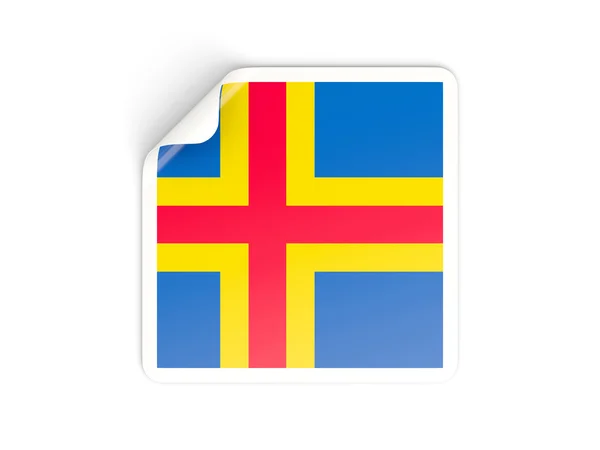 Etiqueta quadrada com bandeira de e ilhas — Fotografia de Stock
