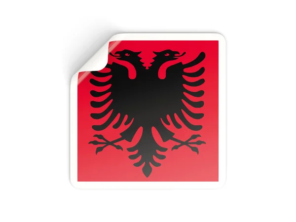 Adesivo quadrato con bandiera di albania — Foto Stock