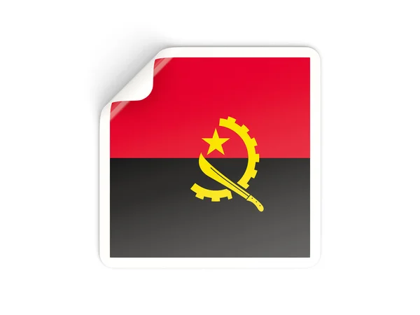 Square sticker with flag of angola — Stock Photo, Image