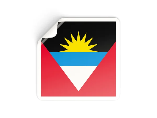 Square sticker with flag of antigua and barbuda — Stock Photo, Image