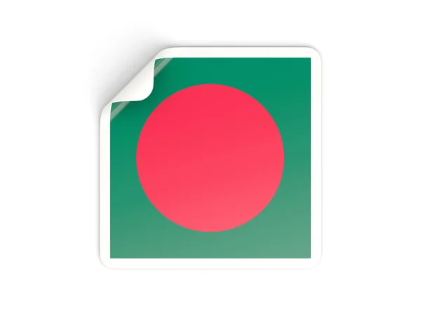 Pegatina cuadrada con bandera de bangladesh — Foto de Stock