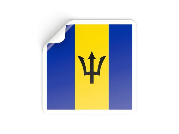 Vierkante sticker met vlag van barbados — Stockfoto