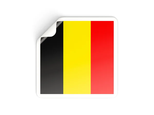 Квадратная наклейка с флагом Бельгии — стоковое фото