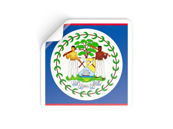 Pegatina cuadrada con bandera de Belice — Foto de Stock