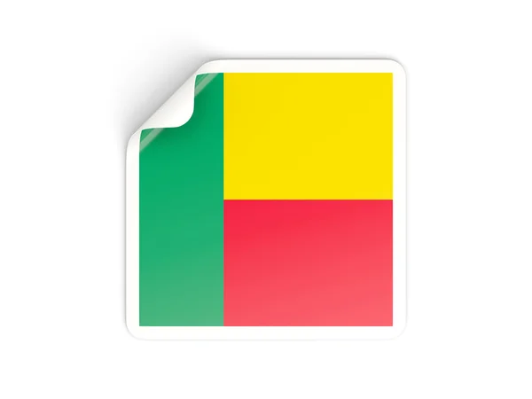 Square sticker with flag of benin — Stock Photo, Image