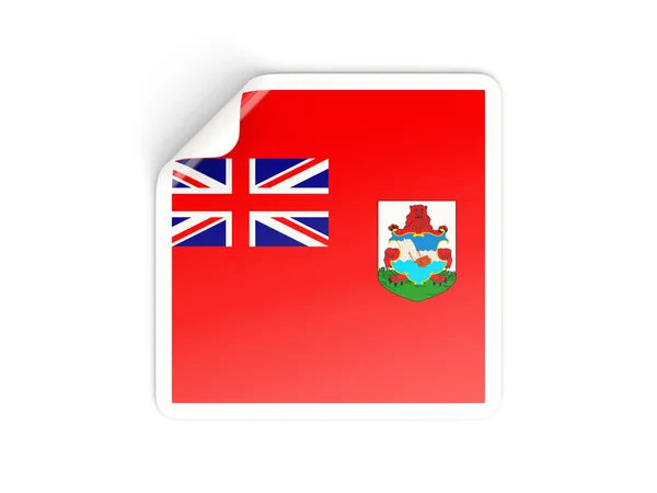 Square sticker with flag of bermuda — Stock Photo, Image