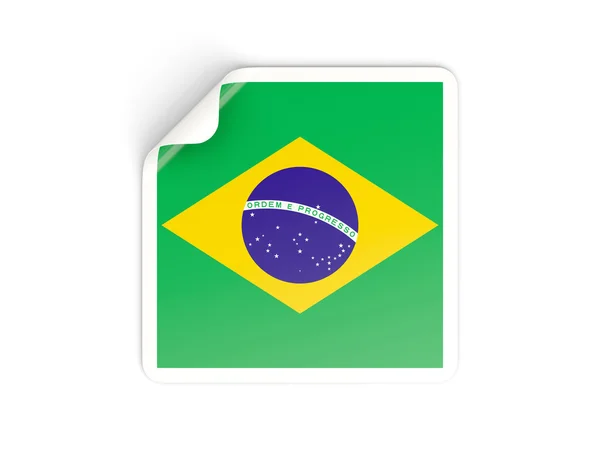 Pegatina cuadrada con bandera de Brasil — Foto de Stock