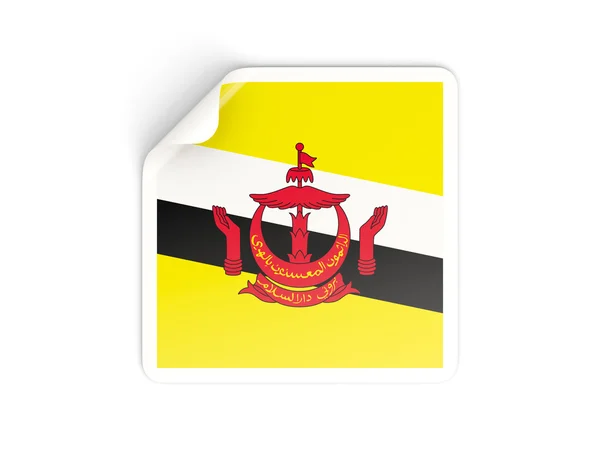 Etiqueta quadrada com bandeira de brunei — Fotografia de Stock