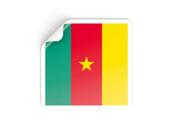 Etiqueta quadrada com bandeira de camarões — Fotografia de Stock
