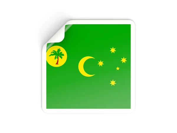 Square sticker with flag of cocos islands — Stock Photo, Image