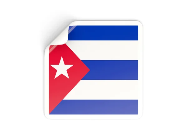 Etiqueta quadrada com bandeira de cuba — Fotografia de Stock