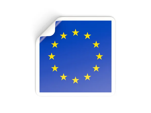 Fyrkantiga klistermärke med Europeiska unionens flagga — Stockfoto