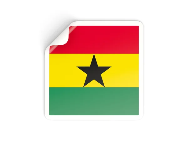 Fyrkantiga klistermärke med flagga av ghana — Stockfoto