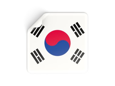 Güney Kore bayrağı ile kare etiket