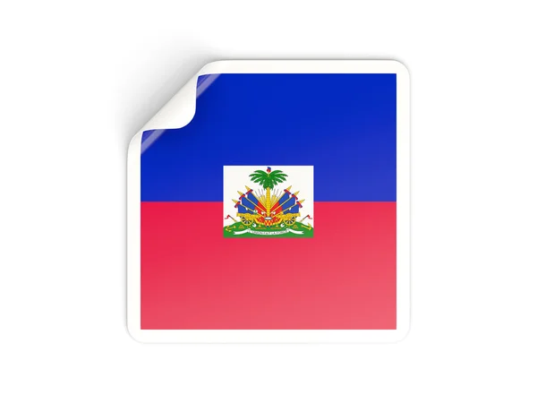 Fyrkantiga klistermärke med flagga i haiti — Stockfoto