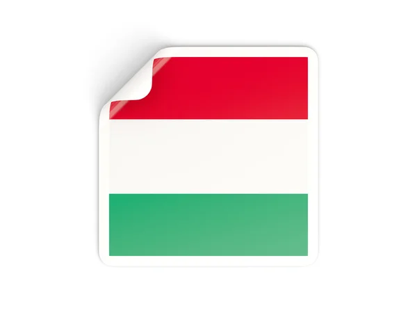 Pegatina cuadrada con bandera de hungary — Foto de Stock
