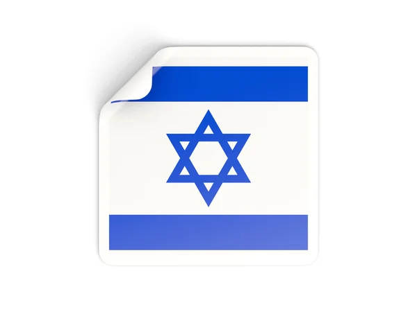 Fyrkantiga klistermärke med flagga israel — Stockfoto