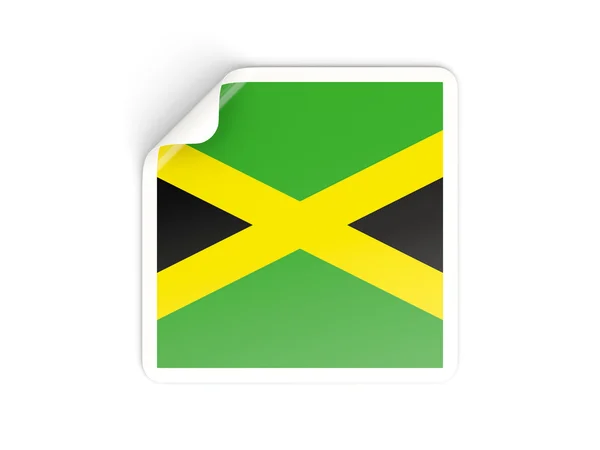 Jamaika bayrağı ile kare etiket — Stok fotoğraf