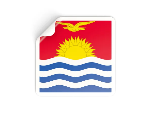 Square sticker with flag of kiribati — Stock Photo, Image