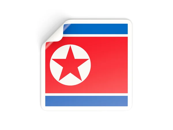 Pegatina cuadrada con bandera de Corea del Norte —  Fotos de Stock
