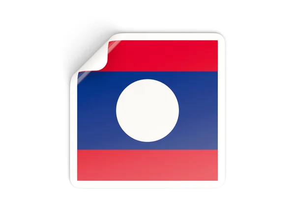 Kwadrat naklejki z flaga Laosu — Zdjęcie stockowe