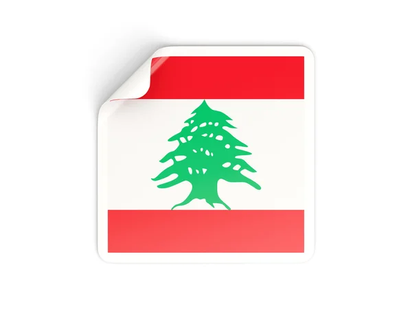 Autocolant pătrat cu steag de Liban — Fotografie, imagine de stoc