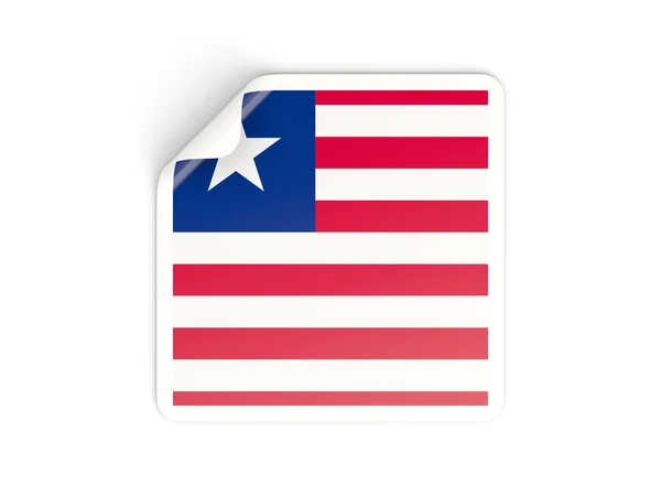 Etiqueta quadrada com bandeira da Libéria — Fotografia de Stock