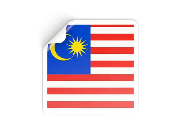 Pegatina cuadrada con bandera de Malasia — Foto de Stock