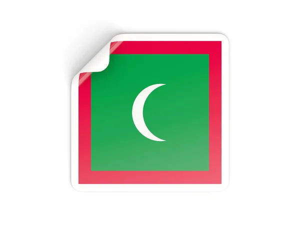 Fyrkantiga klistermärke med flagga Maldiverna — Stockfoto